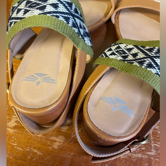 WOMENS FORTRESS OF INCA JACQUELYN Leather Heel Sandals Size 11 M Tan Green - Picture 3 of 8